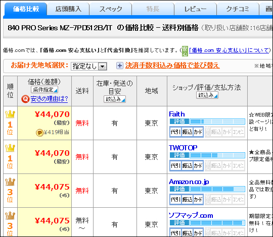 HDDやSSDを新規で購入する時はネットでは価格.com