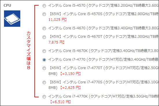 カスタマイズ幅について