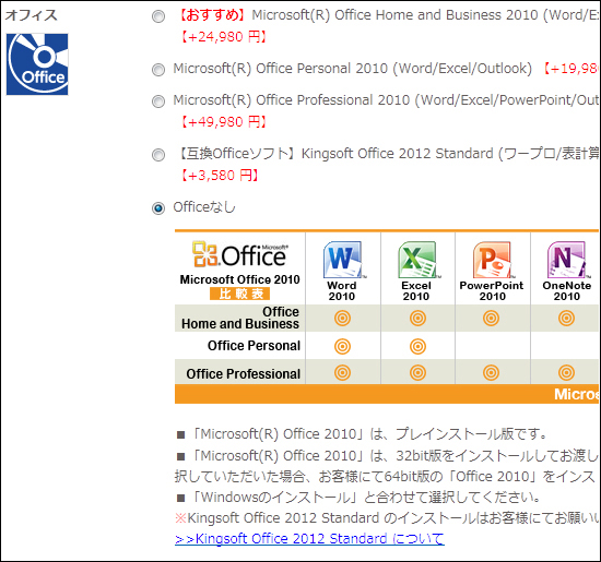 カスタマイズ画面（※ドスパラ公式サイトより）